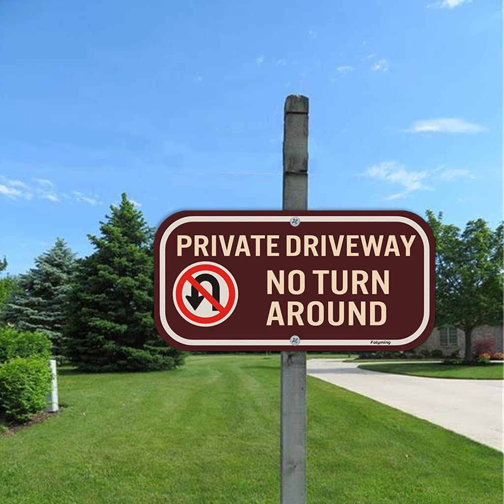 2 Pack Private Driveway No Turnaround Sign 12 x 6 Inches Private